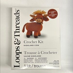 Loops and threads crochet kit, Highland cow